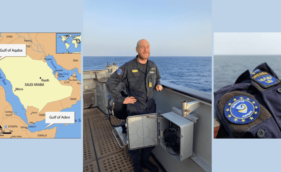 Måns roll är Battle Watch Captain (BWC). En uppgift som innebär att vara den första kontakten in i staben och föda övriga kollegor med information om den aktuella lägesbilden i närområdet, en till tre dagar in i framtiden. Foto: Operation Aspides