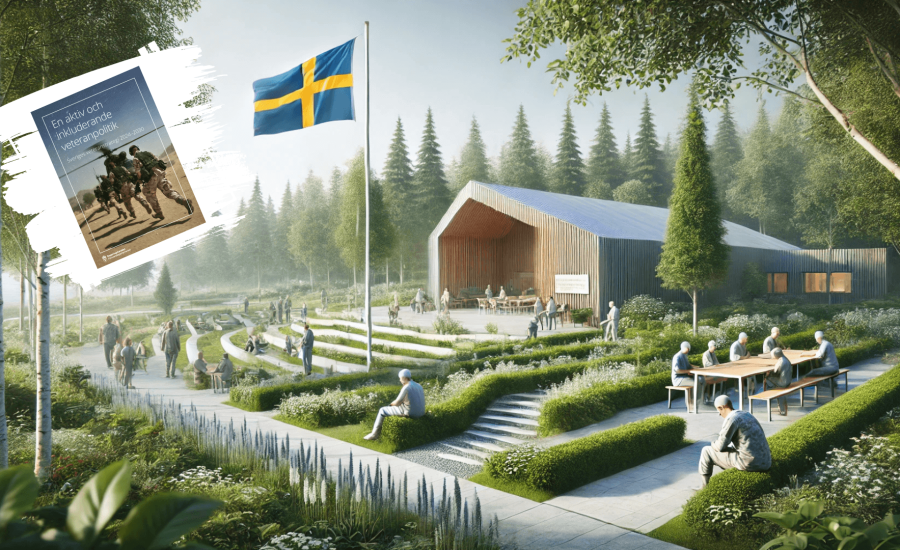 center Ett rehab-veterancentrum i Sverige? Det kan bli verklighet, såhär tänker sig AI att centret kan se ut. Bilden är ett montage.