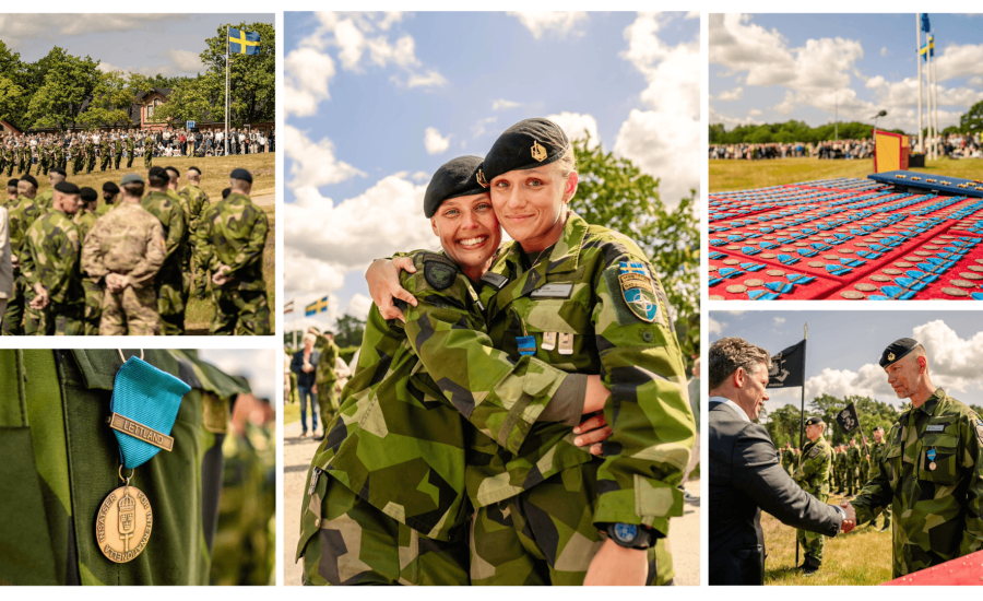 Stolta ögonblick på Revingehed – soldater från 71. bataljon medaljerades inför anhöriga efter en historisk insats i Lettland. Foto: Felix Sundbäck