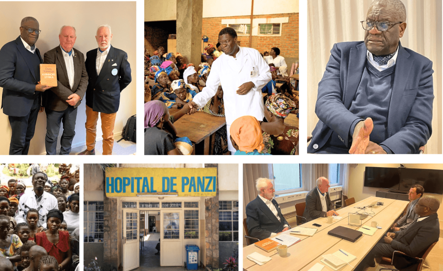 Christer Alldén och Anders Broman från Veteranerna Kronoberg tillsammans med Nobelpristagaren Dr. Denis Mukwege i ett unikt möte om projektet 'Rädda en flicka' – ett initiativ för att förändra unga flickors liv.