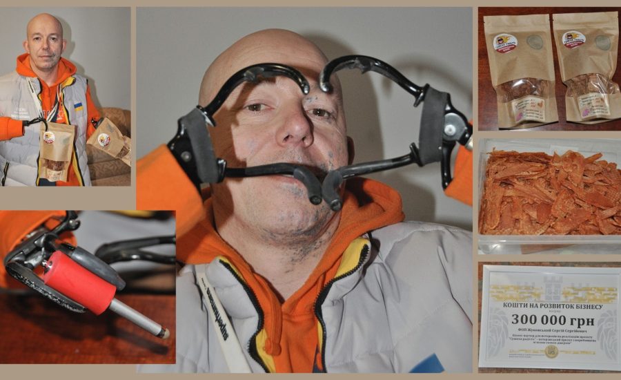 Vi har träffat veteranen Serhij Zhukovskij i Ukraina som startat eget företag inom livsmedelsbranschen efter sin allvarliga krigsskada.