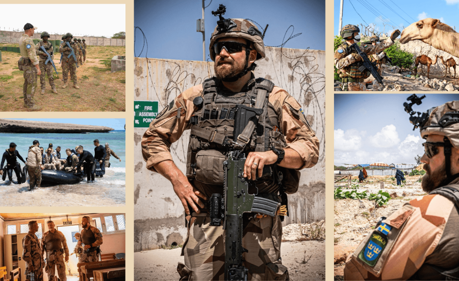 På plats i hettan: svenska soldater delar med sig av erfarenheter för att stärka Somalias egna försvarsstyrkor.