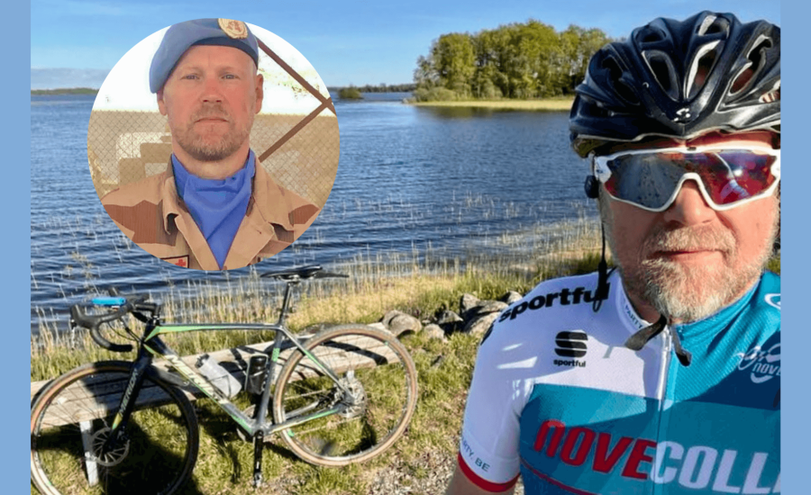 Överläkare, major och utlandsveteran – nu cyklar Jan-Olof genom hela Sverige för Gula Bandet.